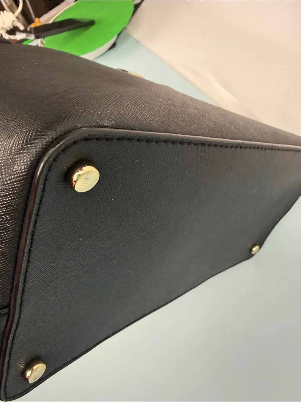 kate spade Cedar Street Black Saffiano Leather Tote with Gold Logo
